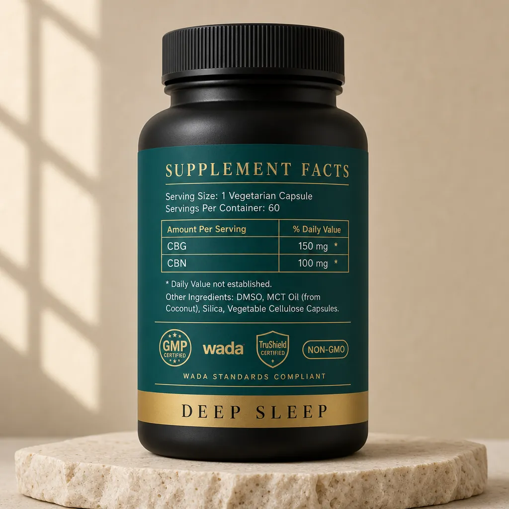Deep Sleep bottle label — supplement facts panel
